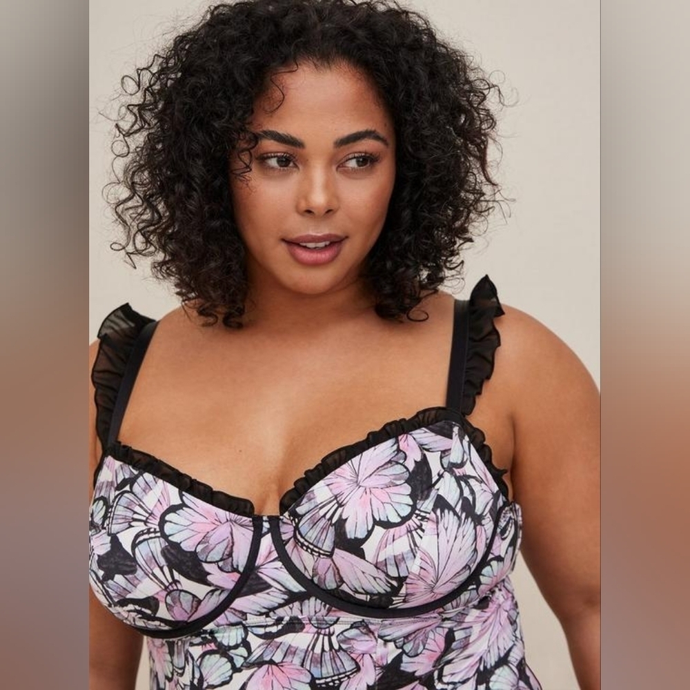 Torrid Curves Satin Ruffle Bodysuit - Picture 7 of 11